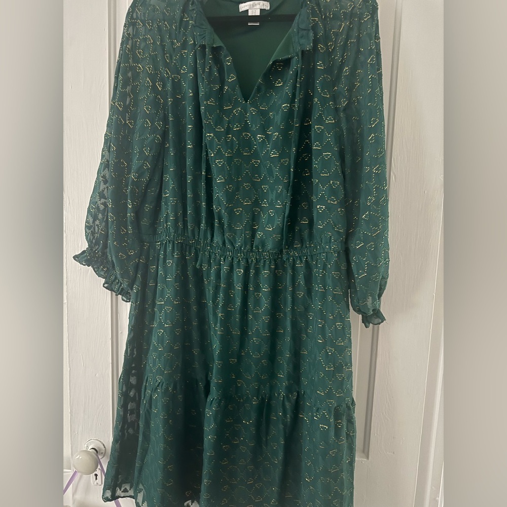 London Times Emerald Long Sleeve Dress